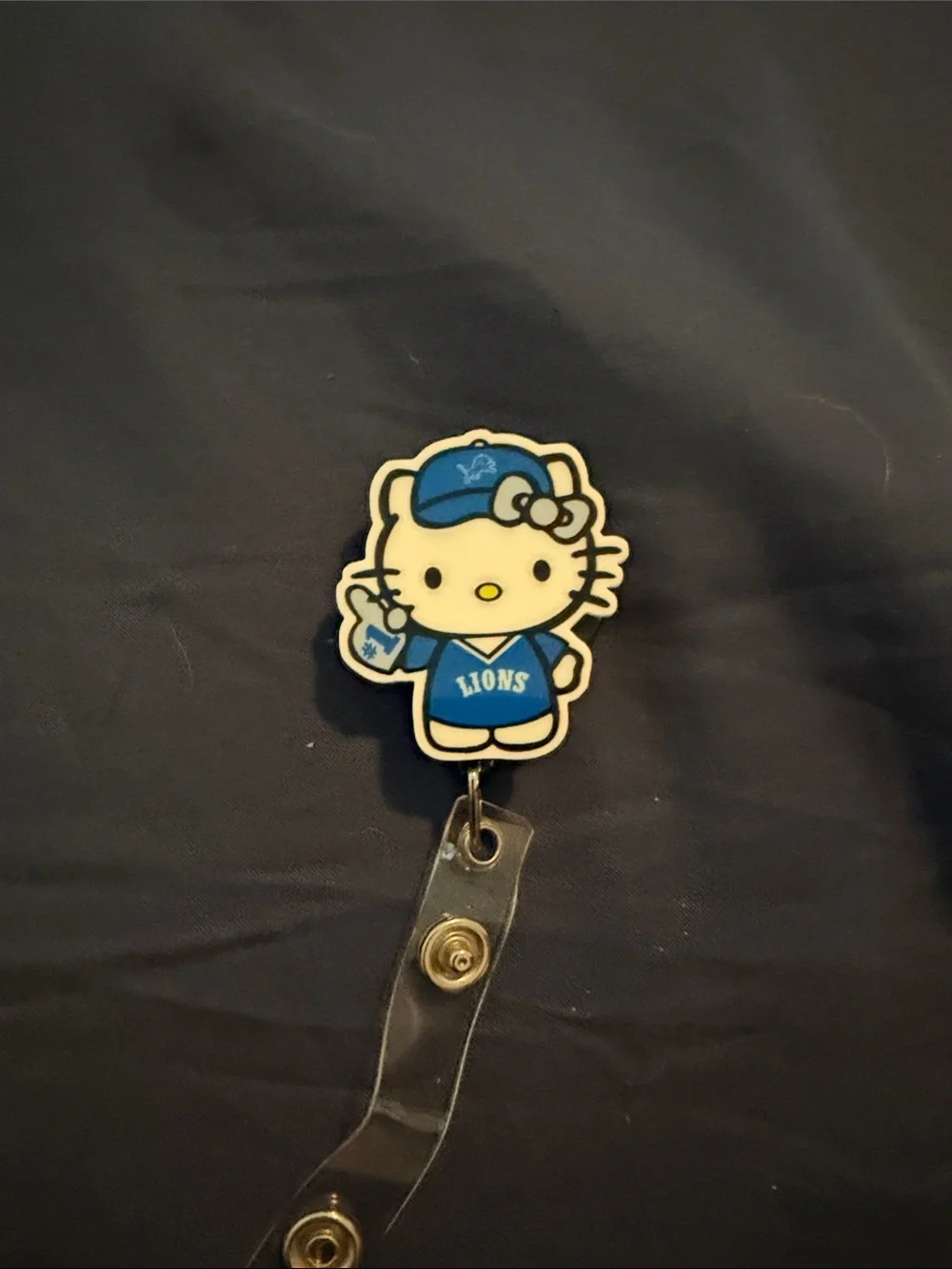 Hello Kitty Blue Lions Retractable Badge Reel Key & Card Holder
